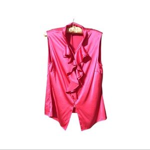 St. John fuschia pink ruffled sleeveless silk size 10